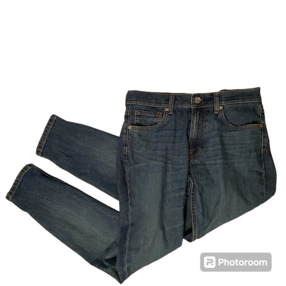 EVERLANE JEANS SLIM STRAIGHT MEDIUM BLUE WASH DENIM FADE WHISKERING SIZE 27 - Picture 4 of 9